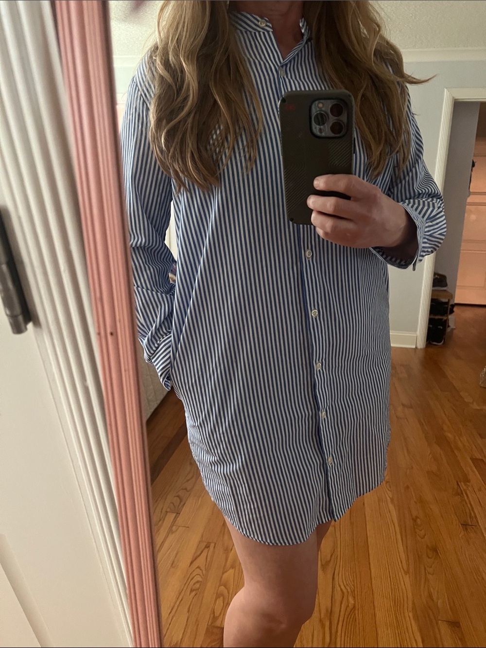 KULE Dress : shirt dress Anika medium blue and white stripes